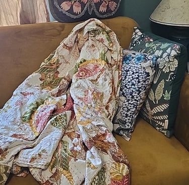 Floral kantha quilt