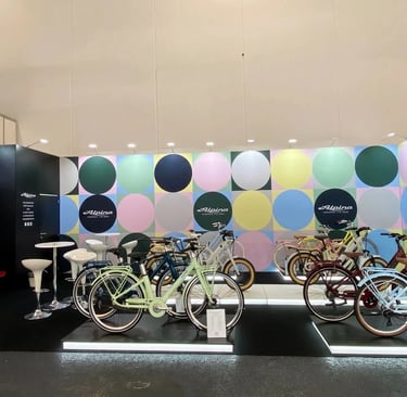 Vibrant Alpina Bike trade show booth created by World Expo Pro at Eurobike.