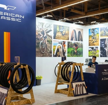 American Classic bicycle tires trade show stand by World Expo Pro at Eurobike.