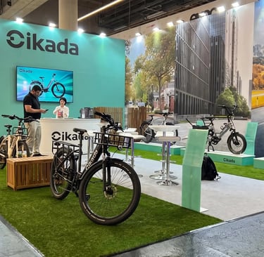 Cikada e-bike exhibition booth designed and constructed by World Expo Pro.