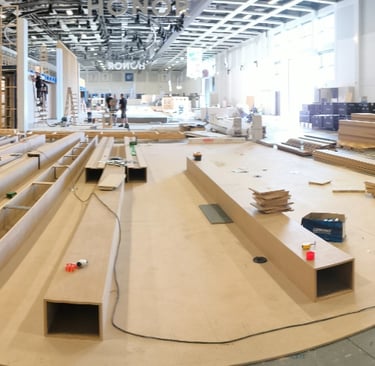 stand setup process in ifa berlin exhibitiom at messe berlin germany