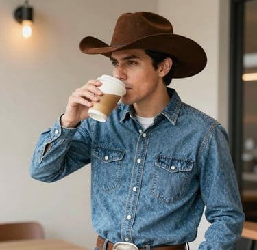 A smiling young woman listening to a podcast on headphones in a cozy living room.