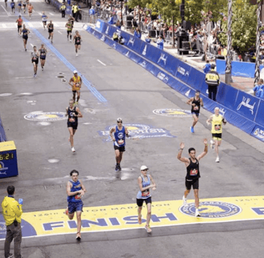 BOSTON MARATHON FINISH LINE CROSSING