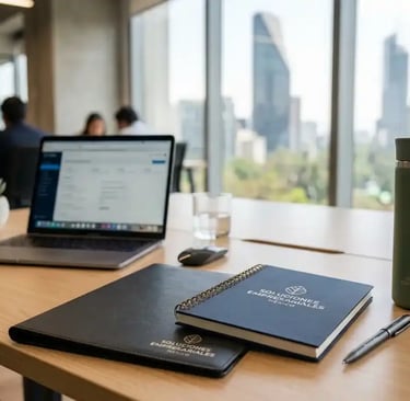 kit empresarial promocional en Toluca con libreta termo y pluma personalizados