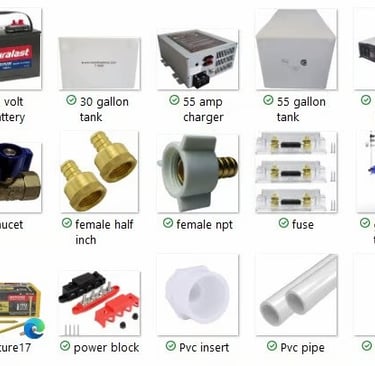 Product list to convert a van into a mobile grooming unit