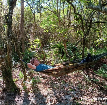 Descanso com rede de selva na mata da praia dos ilhéus sc