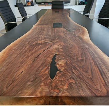 Black Walnut Boardroom Table Close-Up Showing Natural Grain
