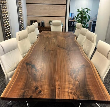 custom black walnut live edge boardroom table