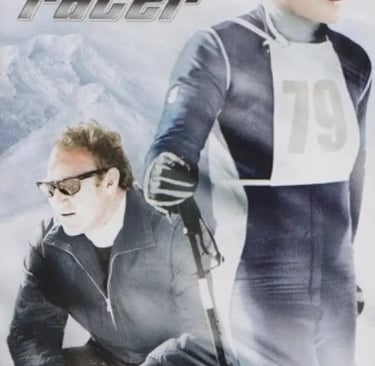 a man in a suit and sunglasses on a poster of film downhill racer with robert redford in portillo