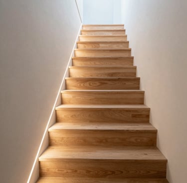 Handcrafted wooden elements combining form and function in a modern commercial space.