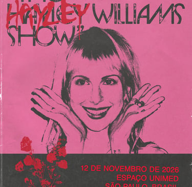 Pôster em estilo punk-rock com fundo rosa vibrante, anunciando "The Hayley Williams Show"