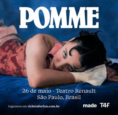 A sensibilidade única de Pomme chega ao Brasil para uma noite inesquecível!