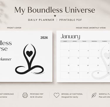 Minimalist 2026 daily planner printable PDF featuring a monthly January calendar layout for mindful planning.