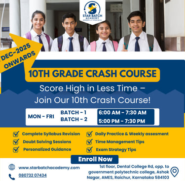 Star batch academy 10th grade Crash course