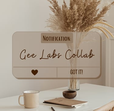 Cell phone notification that says "Gee Labs Collab"