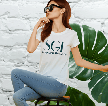 Woman wearing SG Labs T-shirt