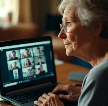 Senior Making Free Video Calls to Family Living Abroad