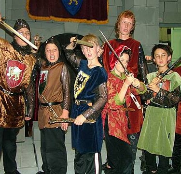 Students posing as Knights of Camelot