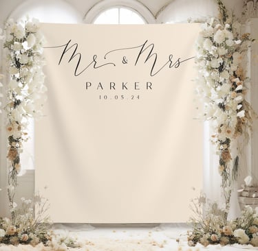 Mr and mrs last name backdrop