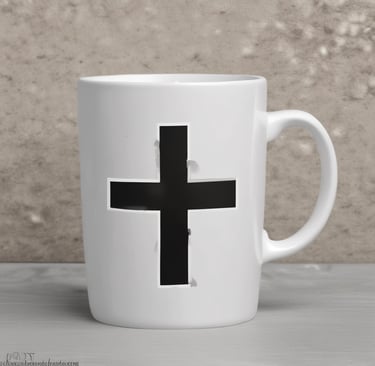 Close-up of colorful custom-printed ceramic mugs with unique designs