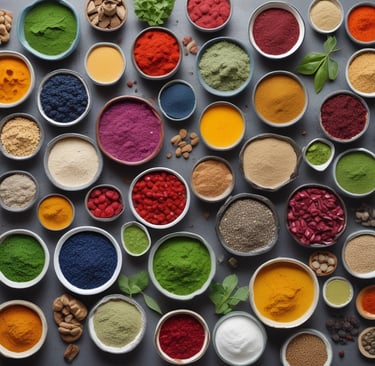 A person holding a bottle of natural vitamins outdoors with greenery in the background