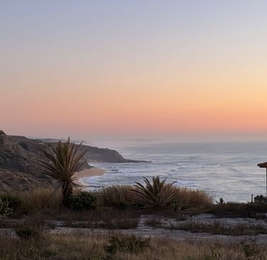 Portugal's Silver Coast with Atlantic Ocean views at sunset.