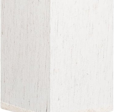 Modern bedside table lamp with a black metal base and a tall white fabric rectangular shade.