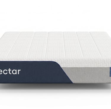 Nectar memory foam mattress with breathable cooling cover and supportive layers on white background.