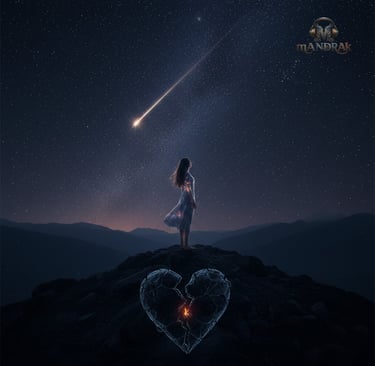 where are we going by mandrak, girl on top of a hill looking to the sky, star is falling,