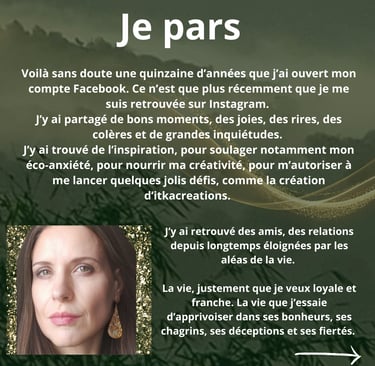 La photographie d'un visage de femme qui regarde le spectateur dans les yeux. autour, un texte
