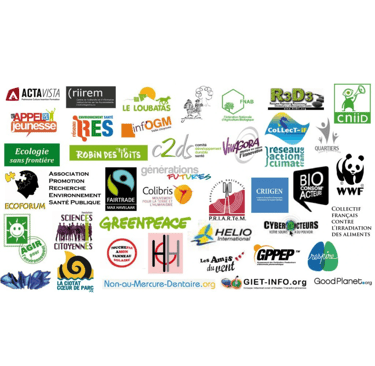 Collection of environmental and social organization logos including Greenpeace, WWF, and Fairtrade.