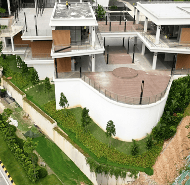 Professional commercial landscaping and terrace greenery for IBN Genting Highland development.