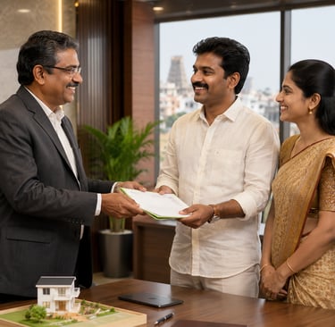 senior associates of diamond associates handing over documents to clients