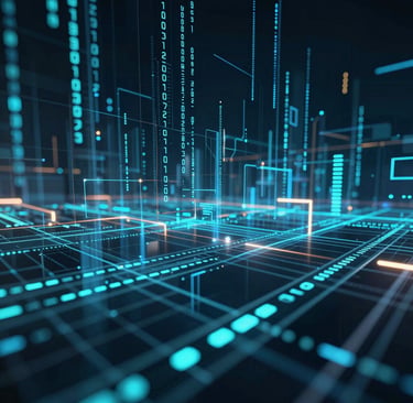 An animated mesh network diagram illustrating AI bot clusters communicating seamlessly.