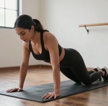 Close-up of a client’s toned glutes during a weighted hip thrust exercise.