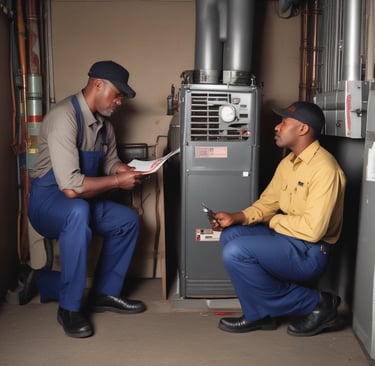 Interior shot of a home with an inspector checking electrical panels.