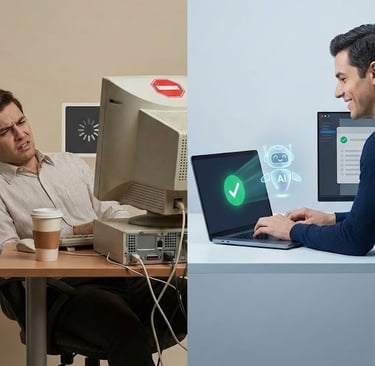 imagen muestra un antes y después del curso