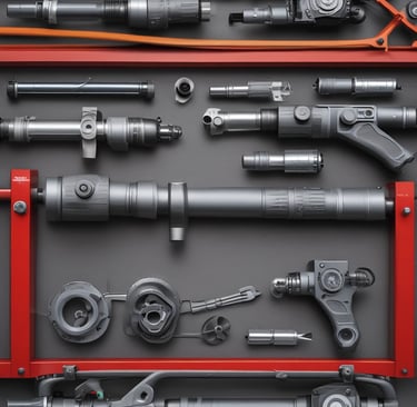 Precision torque tools lined up on a workbench, highlighting craftsmanship.