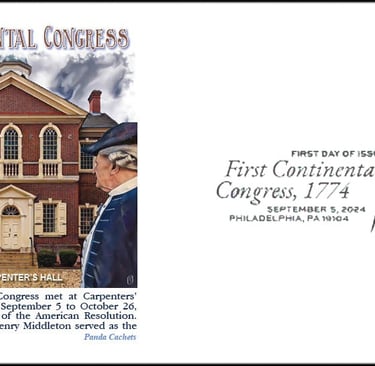 Image of envelope with 1st Continental Congress cachet with first day  of issue cancel