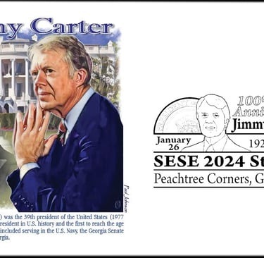 Image of envelope with Jimmy Carter cachet and pictorial first day of issue cancel