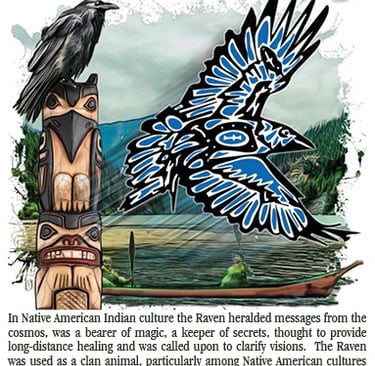 Cachet illustration of the Raven Story, native American mythology
