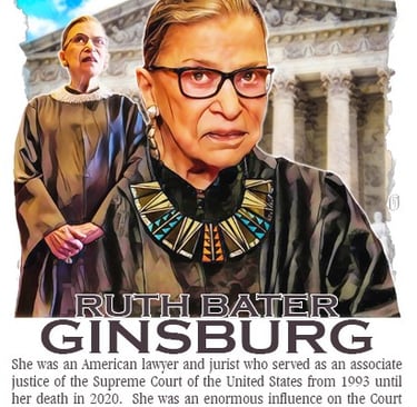 Cachet illustration of Ruth Bater Ginsberg