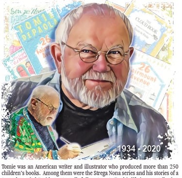 Cachet illustration of Tomie de Paola
