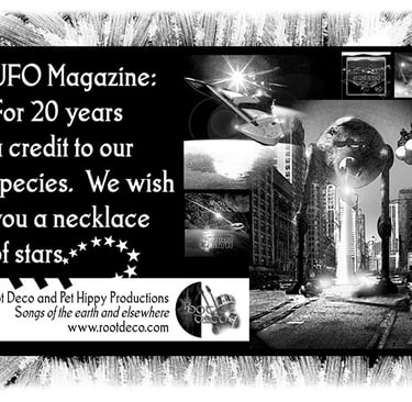 Root Deco sci-fi ad in UFO Magazine