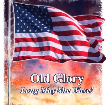 Cachet illustration of Old Glory, the US flag
