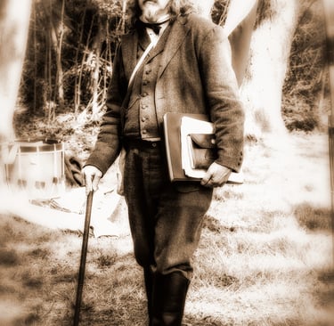 Photo of man walking in 1800s clothing