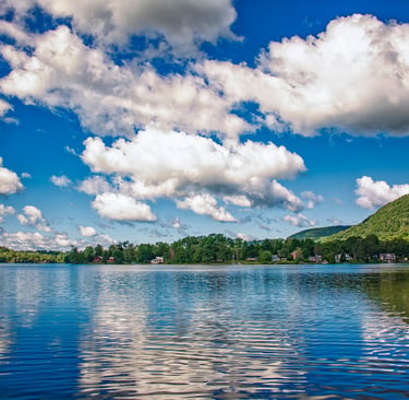 Photo of New England lake on sunny day