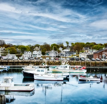 Photo of fishing boats in MA harbor