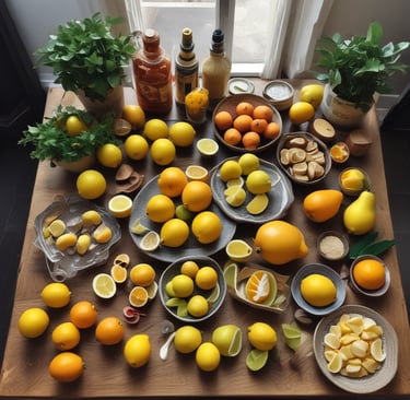 A street-style inspired flat lay featuring amla and lemon pickle jars with bold typography and edgy charcoal backdrop.