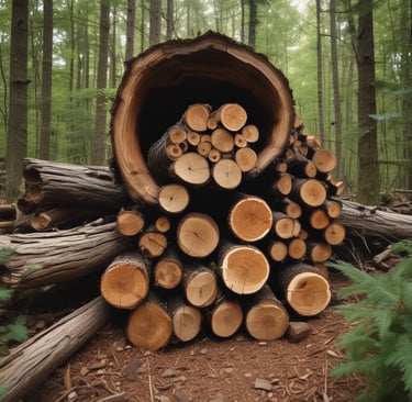 Artisanal wooden lamp with natural grain patterns illuminated in a softly lit room with green accents.